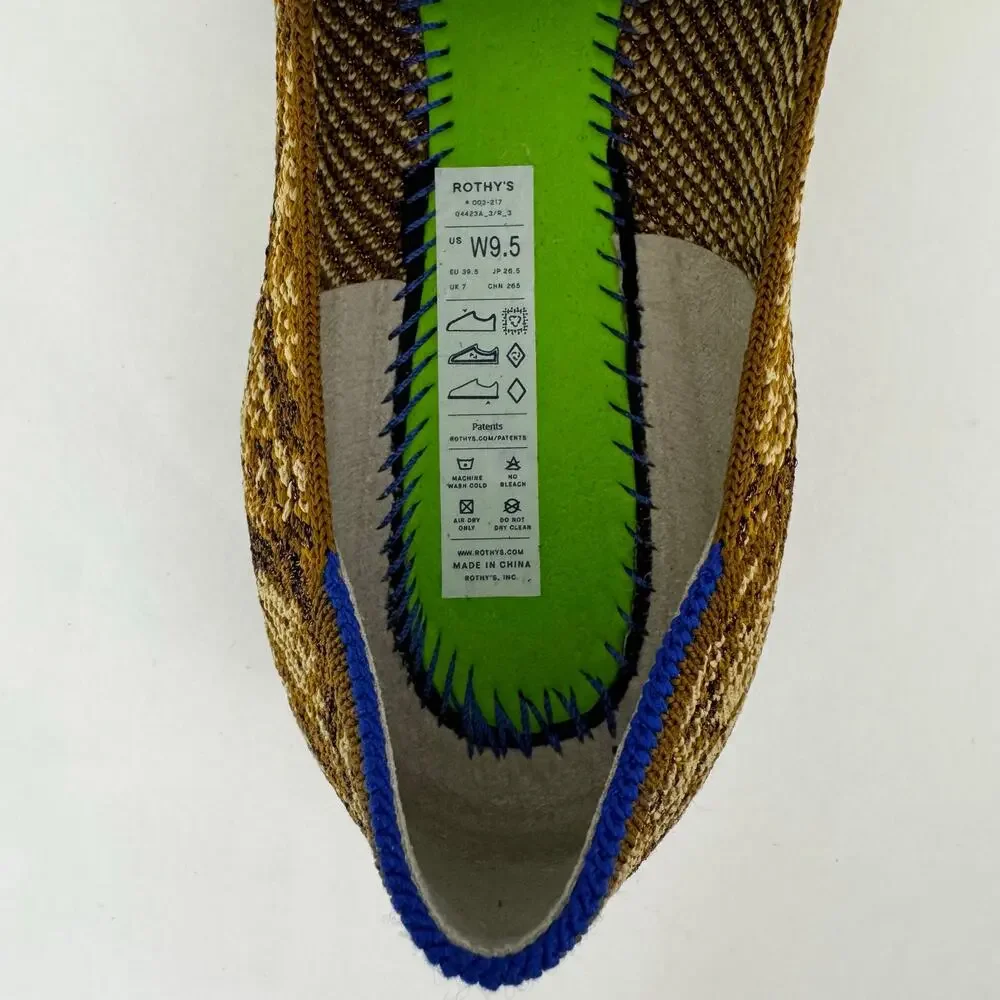 Rothy's The Loafer Fabric Knit Slip-On Flats Shoes in Bronze Metallic Python 9.5